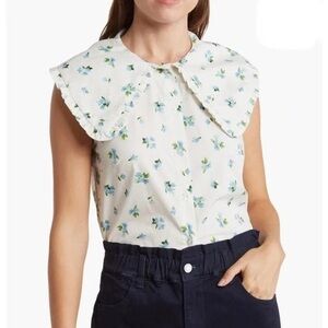 WEWOREWHAT Floral Ruffle Collar Button-up Top